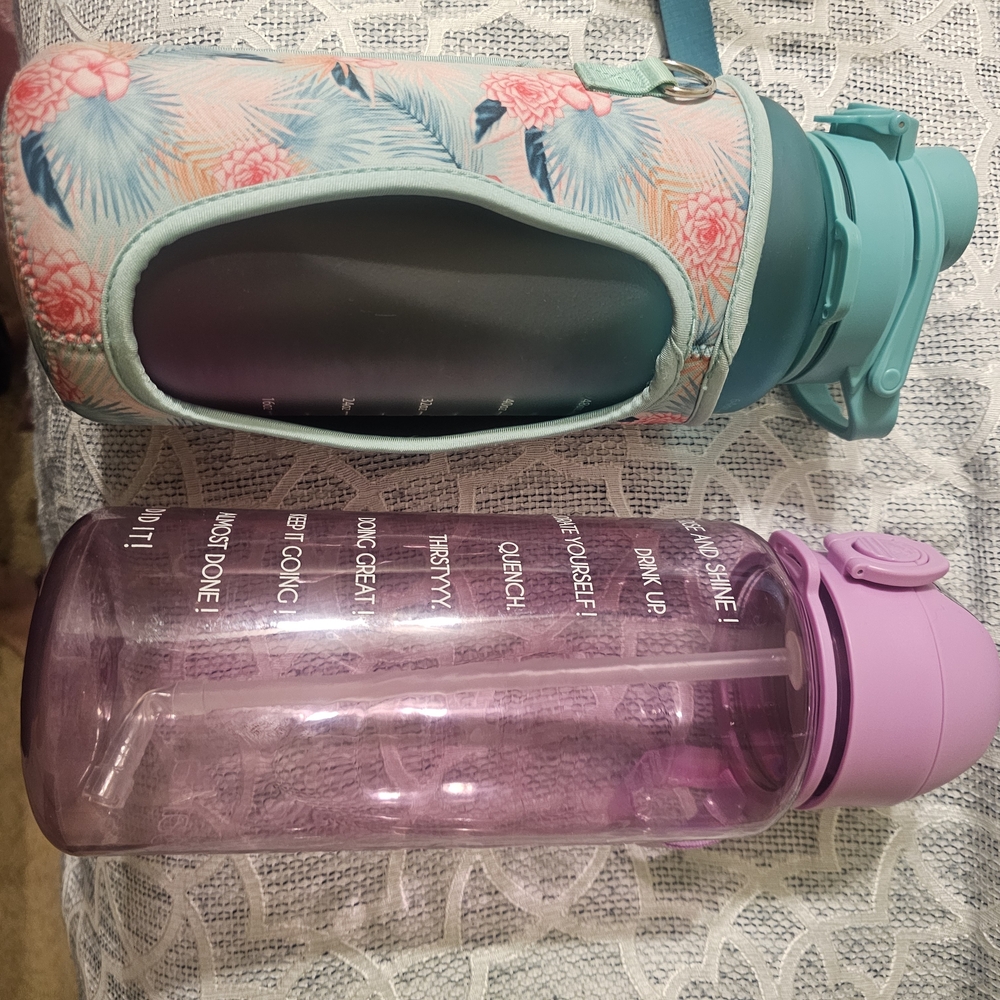 Amazon Essentials Pink and Teal Water Bottles